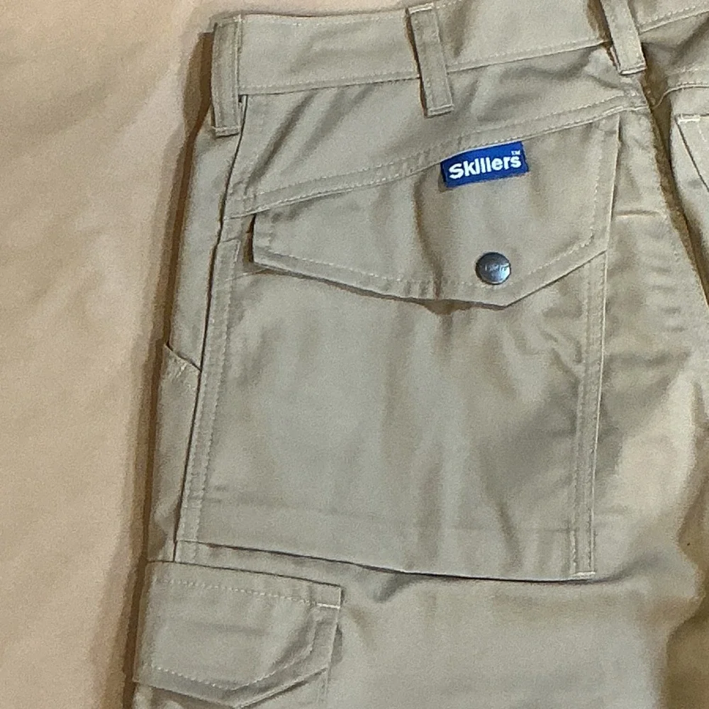 Skillers Workwear Khaki Cargo Snap Pockets Brown Knee Pad Slots Size‎ 30/28 NWT